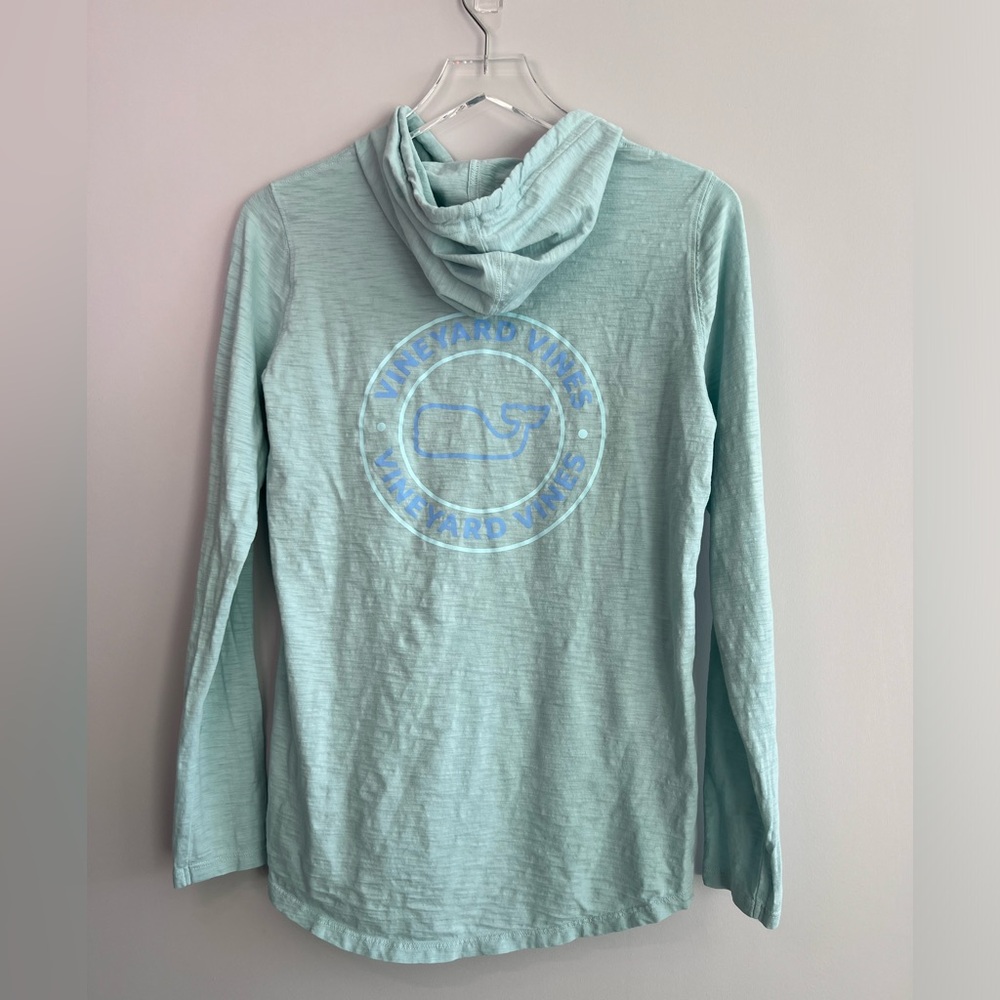 Vineyard Vines long sleeve hooded slub knit fabric previously loved S mint/blue - Picture 5 of 8
